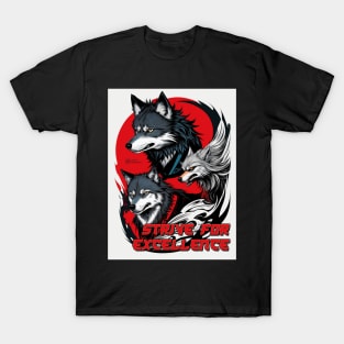 Strive For Excellence - Japanese Retro Wolf T-Shirt